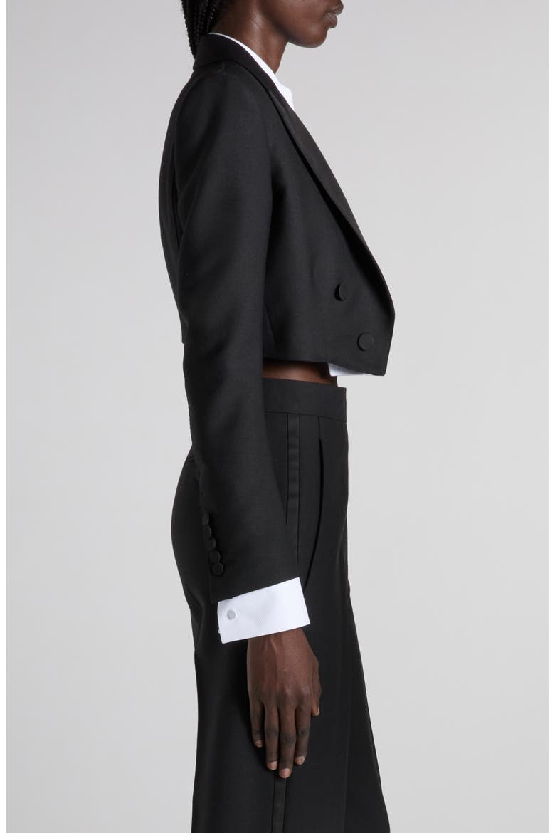 Double Breasted Crop Tuxedo Jacket, Alternate, color, LB999 BLACK