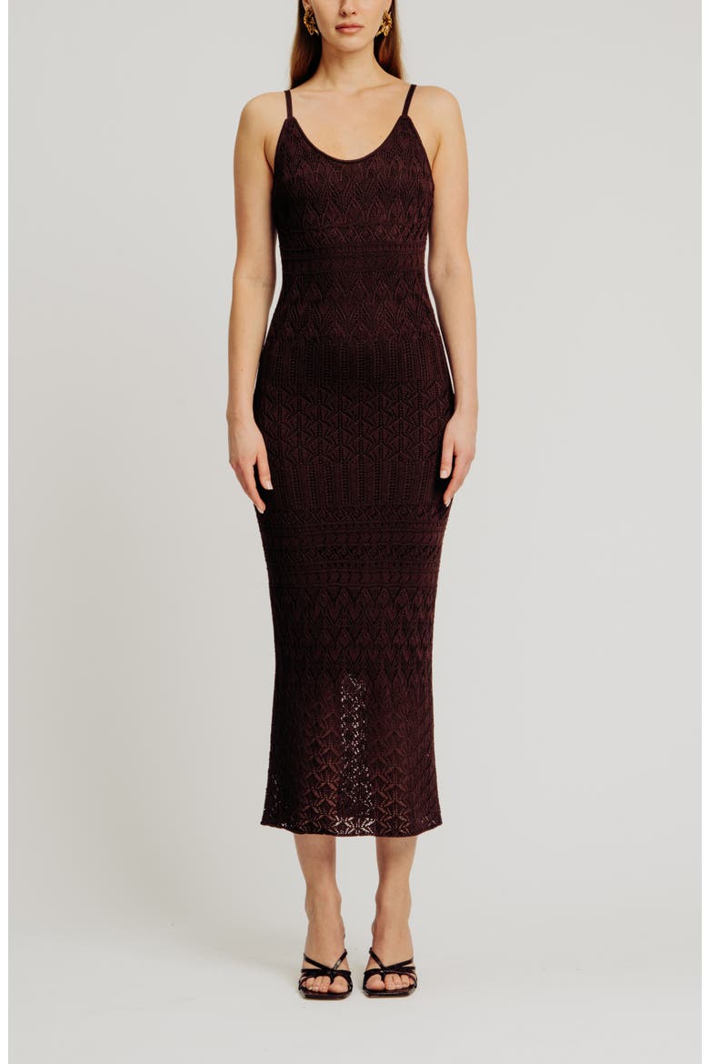 Vanessa Pointelle Body-Con Dress, Main, color, COCOA