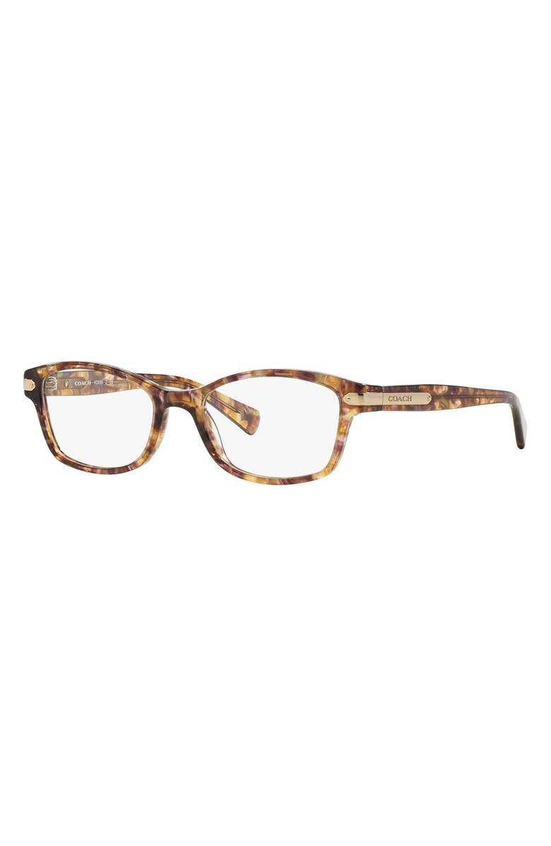 COACH 51mm Rectangular Optical Glasses, Alternate, color, Lite Tort