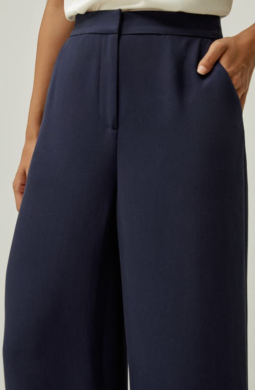 Lilysilk Silk Wide Leg Tailored Pant With Mid Rise In Royal Blue