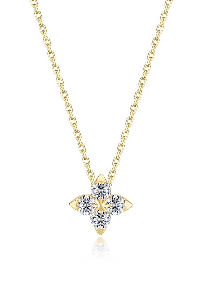 Trillium Bloom Simulated Diamond Pendant Necklace, Main, color, GOLD