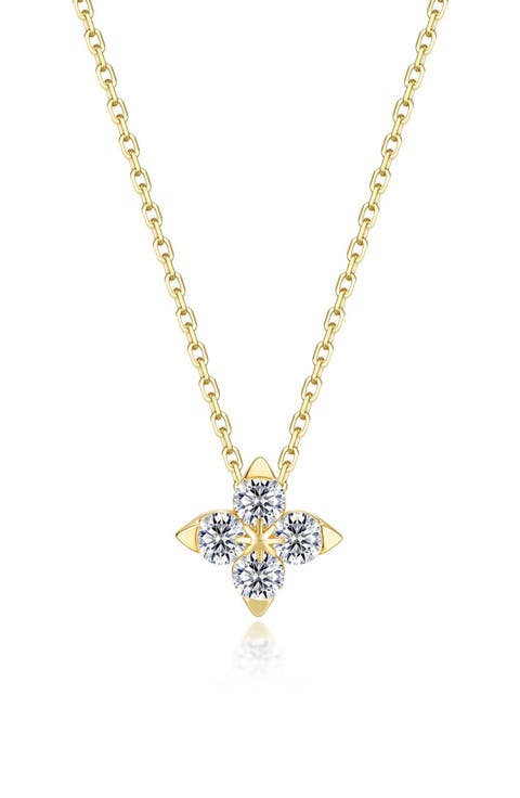 Trillium Bloom Simulated Diamond Pendant Necklace