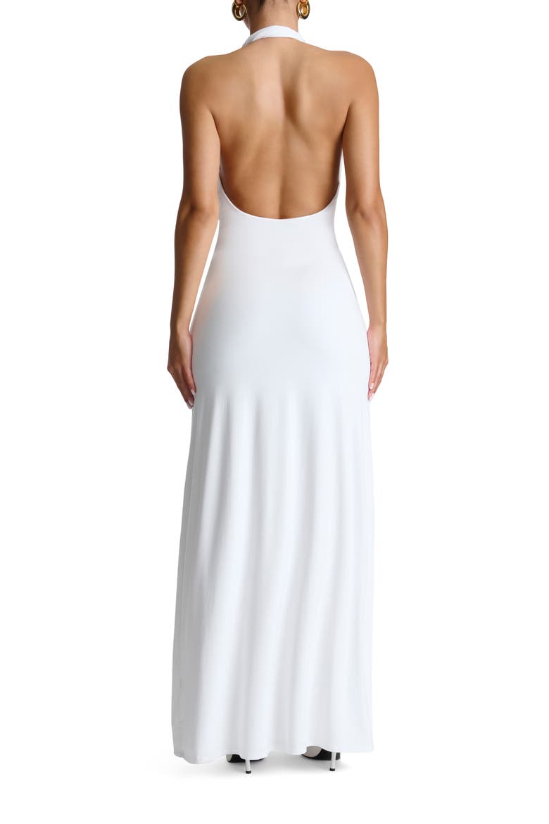 Plunge Halter Maxi Dress, Alternate, color, WHITE