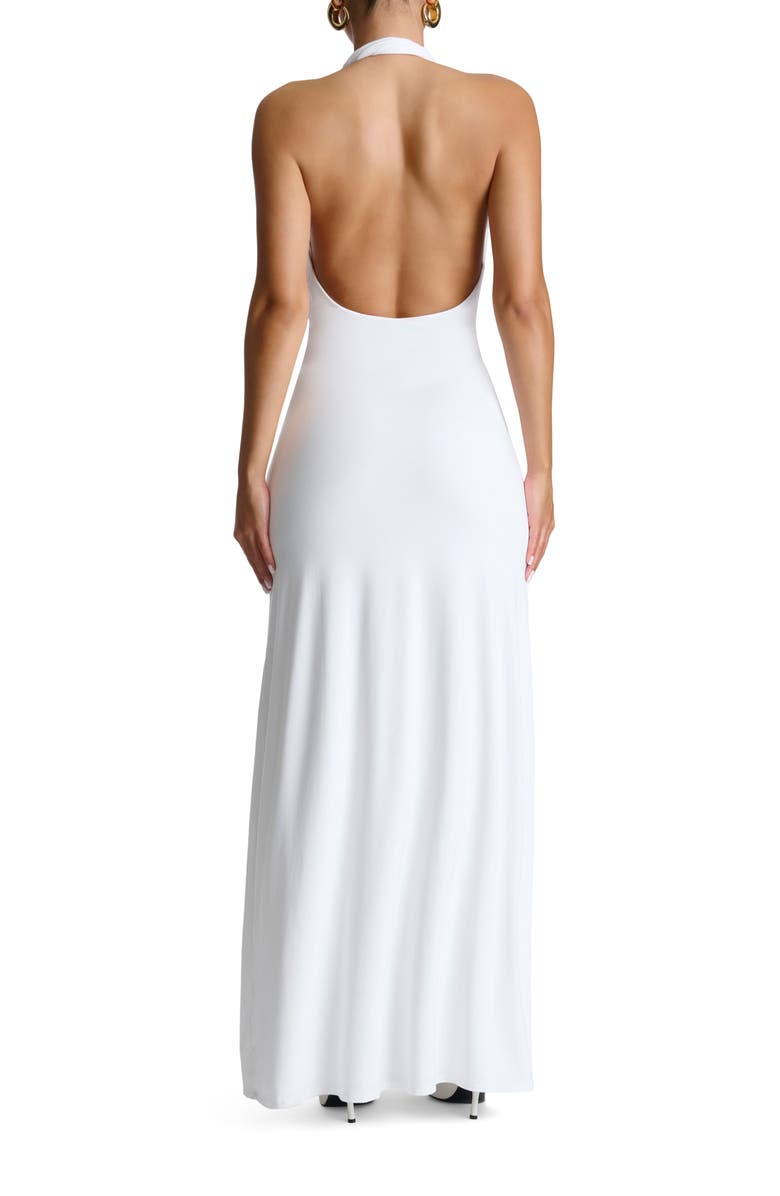 Naked Wardrobe Plunge Halter Maxi Dress, Alternate, color,