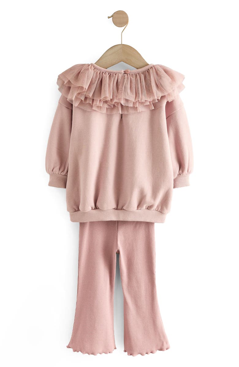 NEXT Kids' Tulle Collar Sweatshirt & Rib Pants Set, Alternate, color, Neutral