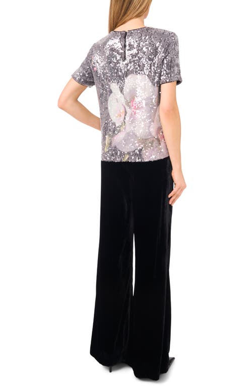 Ted Baker Floral Sequin Top In Gray