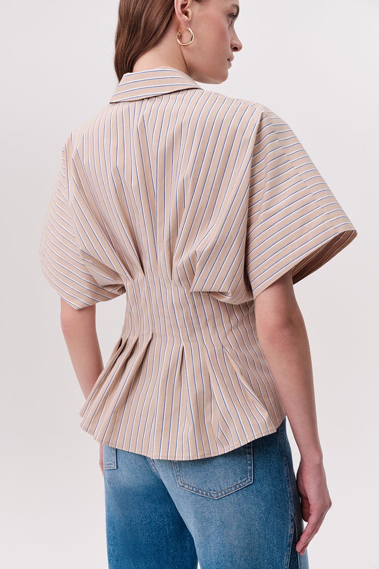 Nataly Collar Pleated Fitted Striped Shirt, Alternate, color, Multi Color