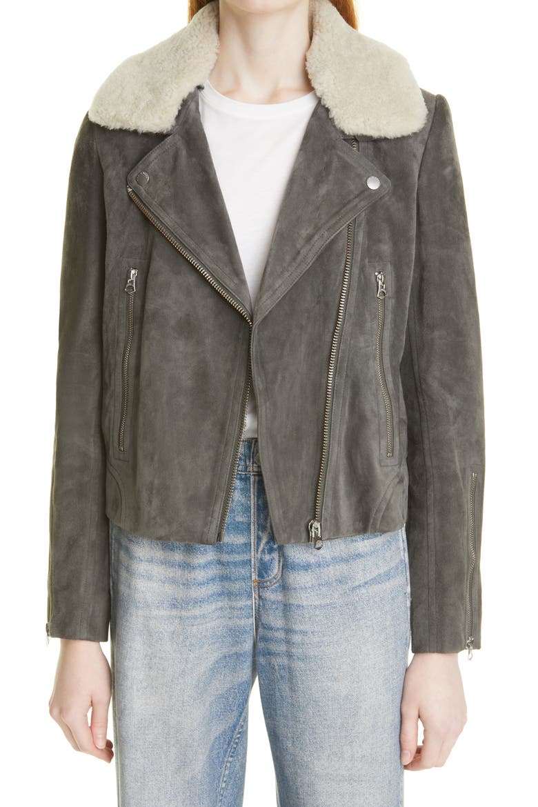 Mack Genuine Suede Jacket, Main, color, DARKGREY