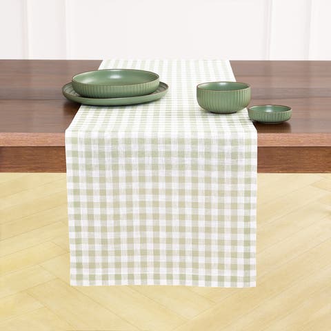 Linen Table Runner for Dining Table, Holiday and Everyday Table Decor - Gingham Check