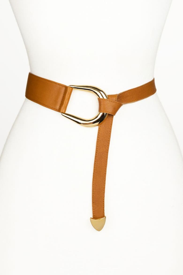 Sheila Knot Leather Belt, Main, color, Camel