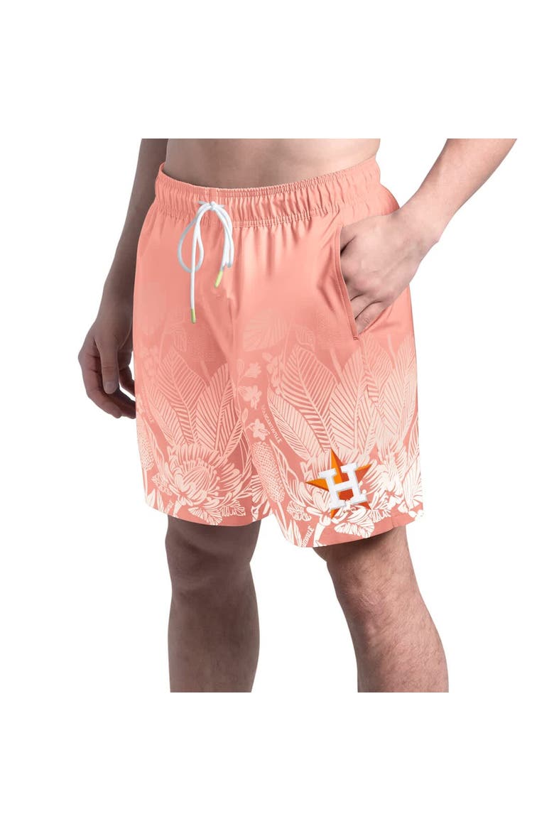 Men's Margaritaville  Coral Houston Astros Lagoon Fiesta Swim Shorts, Main, color, Coral