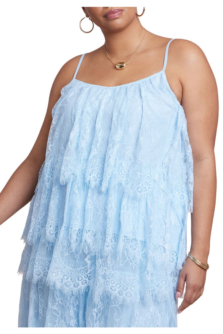 Asym Lace Babydoll Top, Main, color, ICE WATER