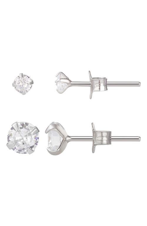Adornia Fine Set Of 2 Assorted Solitaire Crystal Stud Earrings