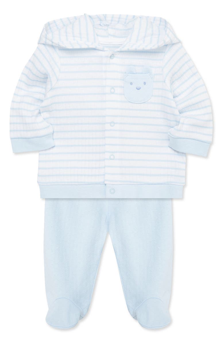 Little Me Playful Organic Cotton Cardigan & Pants Set, Alternate, color, Blue