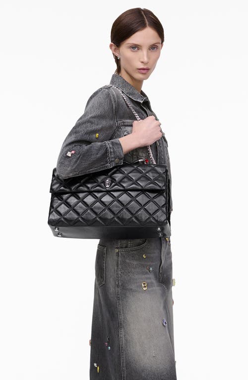 Marc Jacobs The Xl Dual Chain Diamond Quilted Convertible Leather Shoulder Bag In Black