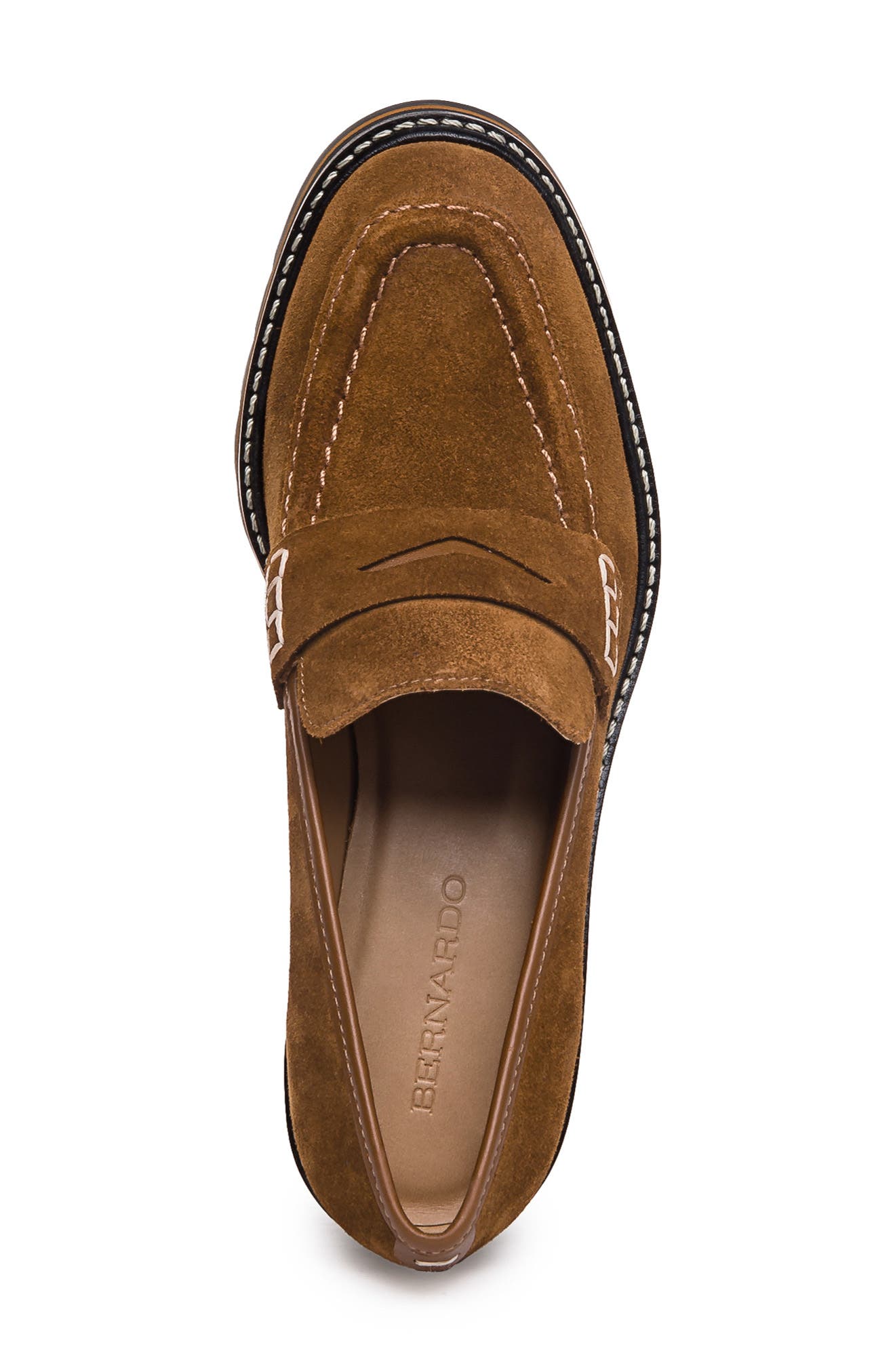 Bernardo Selma Leather Loafer Pump, Alternate, color, TOBACCO
