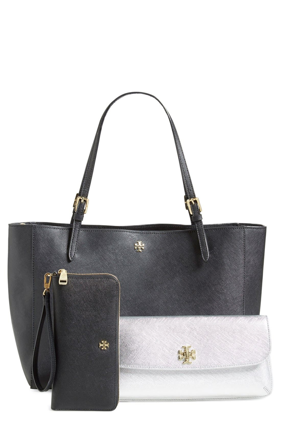 'York' Buckle Tote, Alternate, color, BLACK