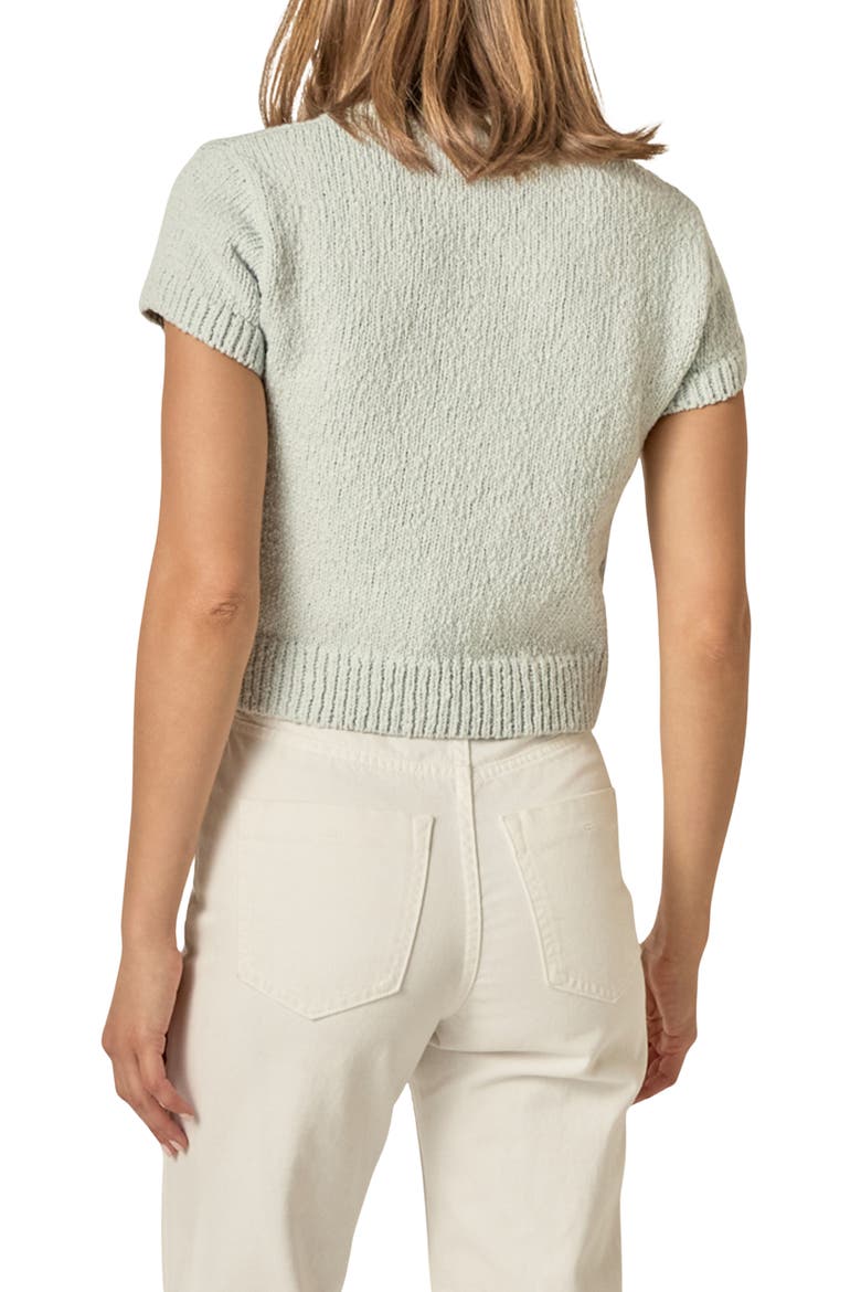 Rib Trim Short Sleeve Knit Top, Alternate, color, ICY BLUE
