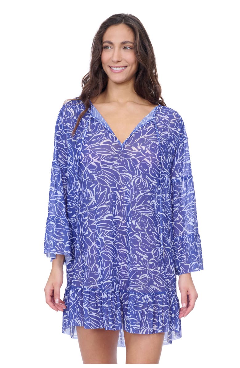 Profile by Gottex Tulip Mesh Tunic with Flounce Coverup, Main, color,