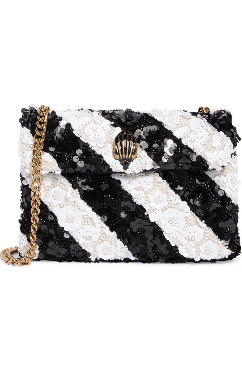 Kurt Geiger London Medium Kensington Sequin Convertible Shoulder Bag, Main, color, Black/ White
