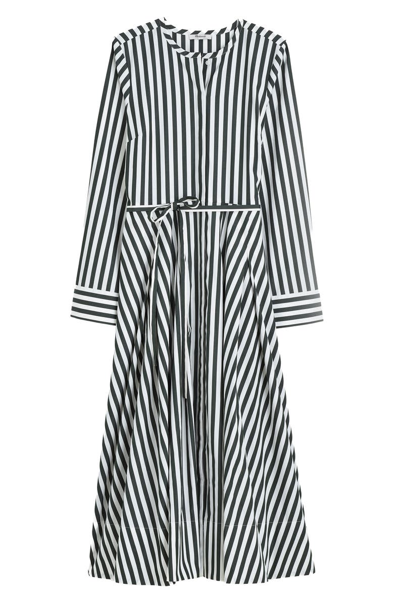 Madewell Janis Stripe Long Sleeve Cotton Poplin Shirtdress, Alternate, color, Deep Forest