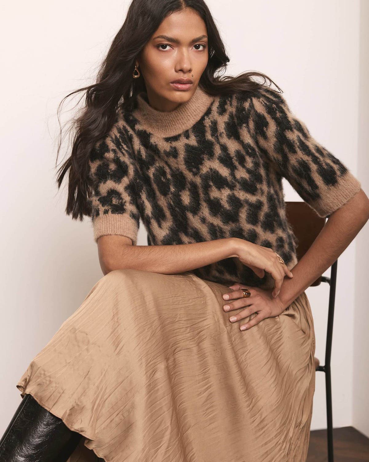 MINT VELVET Short Sleeve Fuzzy Texture Layered Midi Dress (Women ...