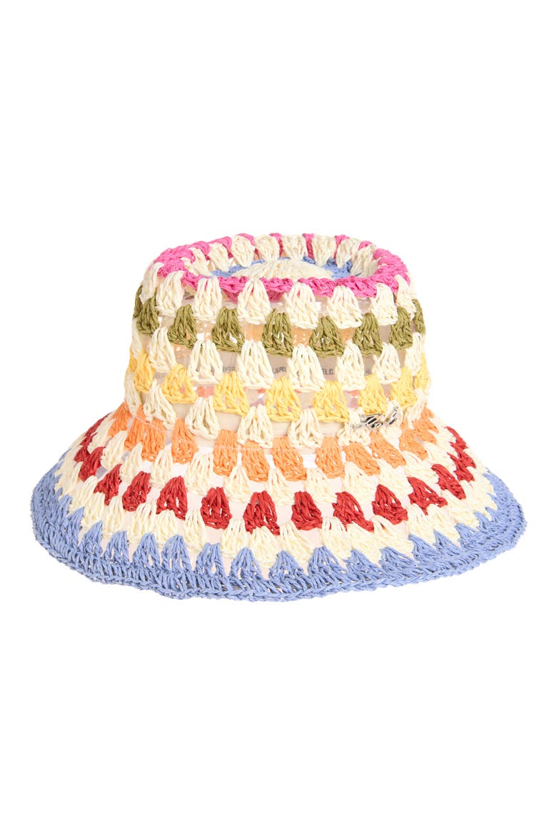 Kolorful Karl Crochet Bucket Hat, Main, color, IVORY