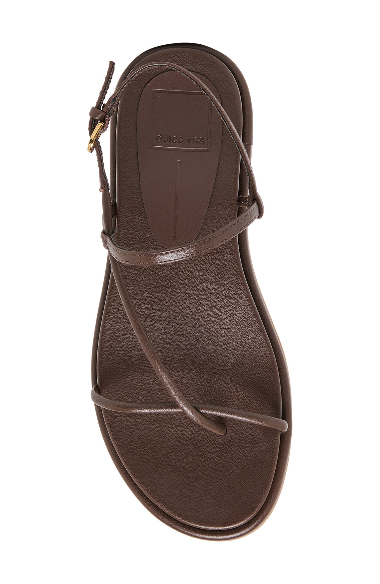 Dom Strappy Sandal, Alternate, color, DARK BROWN LEATHER