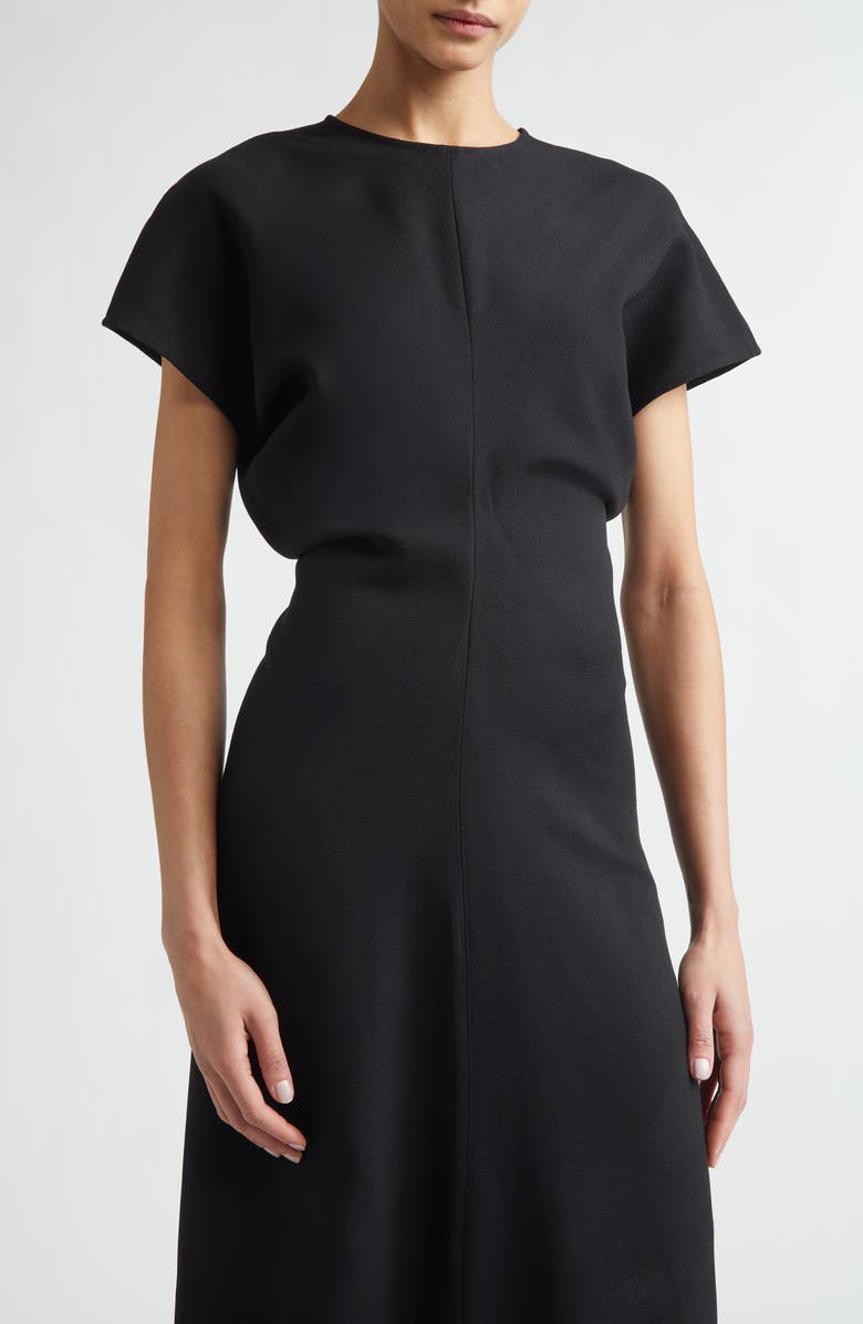 TOTEME Slouch Waist Wool Dress, Alternate, color, Black