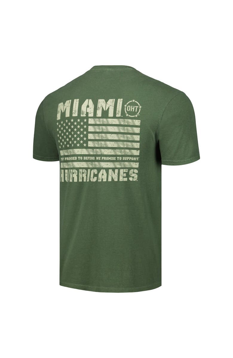 IMAGE ONE Men's Olive Miami Hurricanes OHT Military Appreciation Comfort Colors T-Shirt, Alternate, color, 