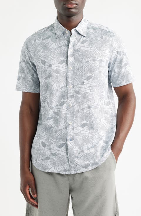 San Lucio Villa Evora IslandZone® Knit Short Sleeve Cotton Blend Button-Up Shirt