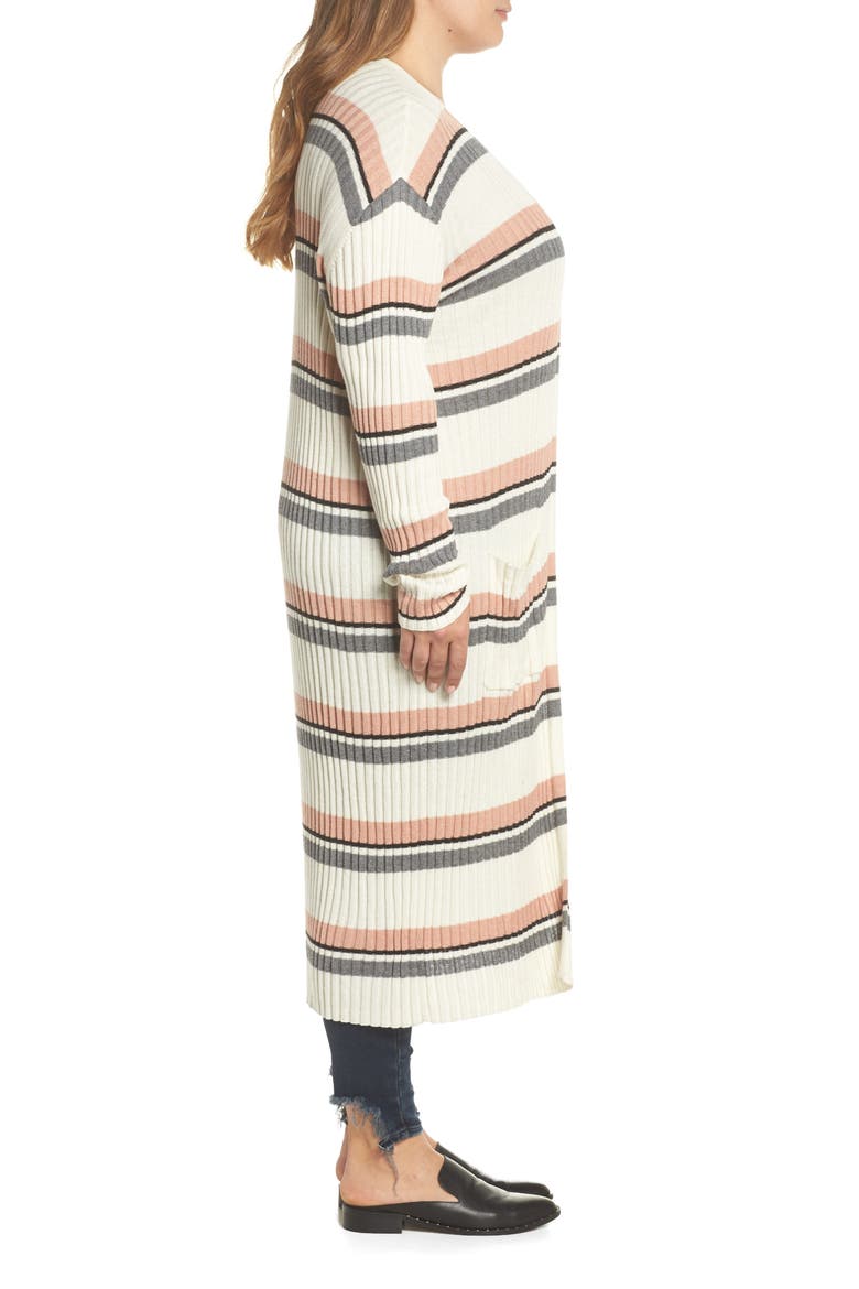 Stripe Midi Open Cardigan, Alternate, color, IVORY EGRET MEGAN STRIPE