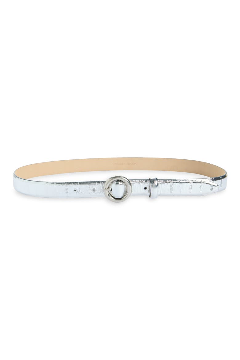 Mia Leather Skinny Belt, Main, color, SILVER EEL