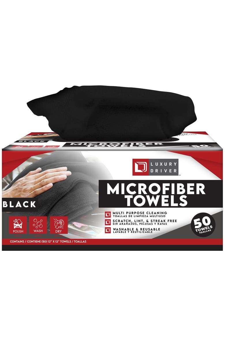 Microfiber Towel 50 Count, Main, color, Black