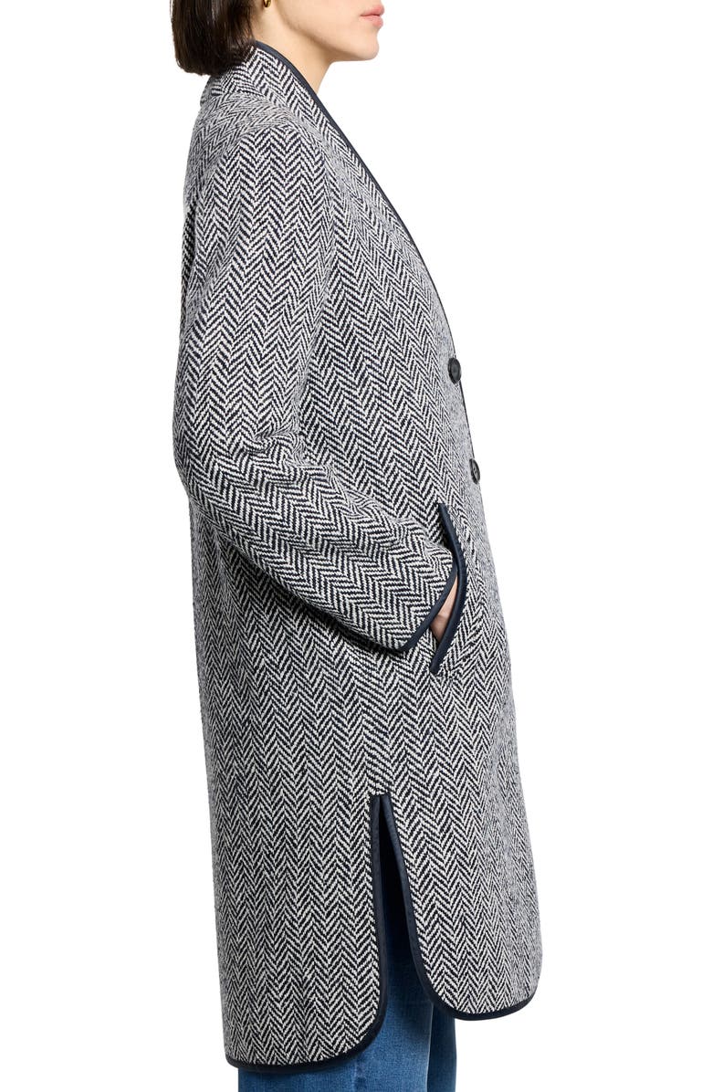 NIC+ZOE Herringbone Topcoat, Alternate, color, Navy