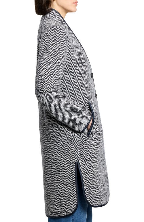 Nic + Zoe Nic+zoe Herringbone Wool Blend Coat In Gray