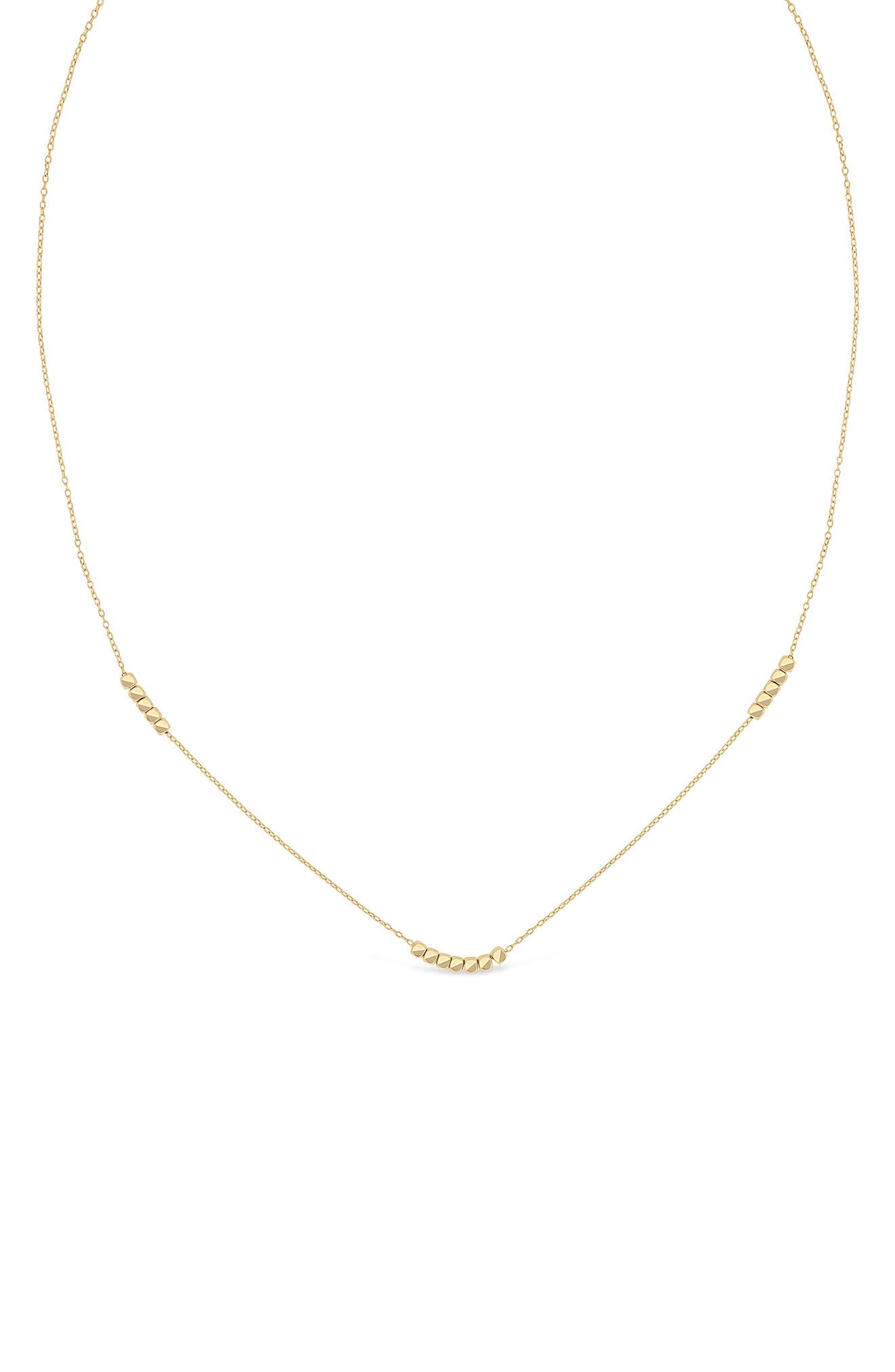 14k Gold Beaded Chain Necklace