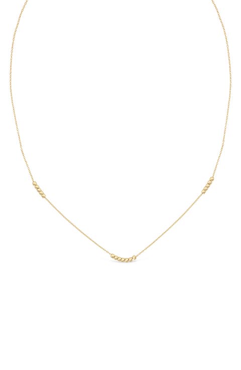 14k Gold Beaded Chain Necklace