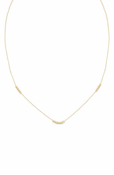 14k Gold Beaded Chain Necklace