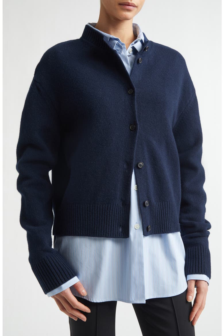 Crop Wool Cardigan, Alternate, color, NAVY