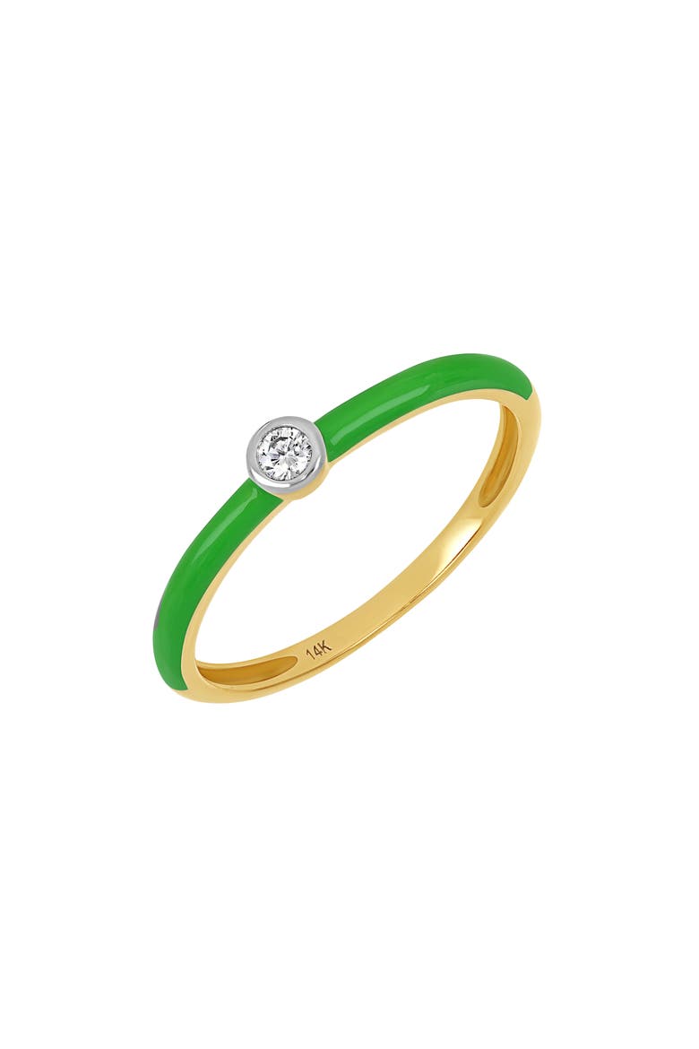 Diamond Green Enamel Stackable Ring (Nordstrom Exclusive), Main, color, 14K YELLOW GOLD