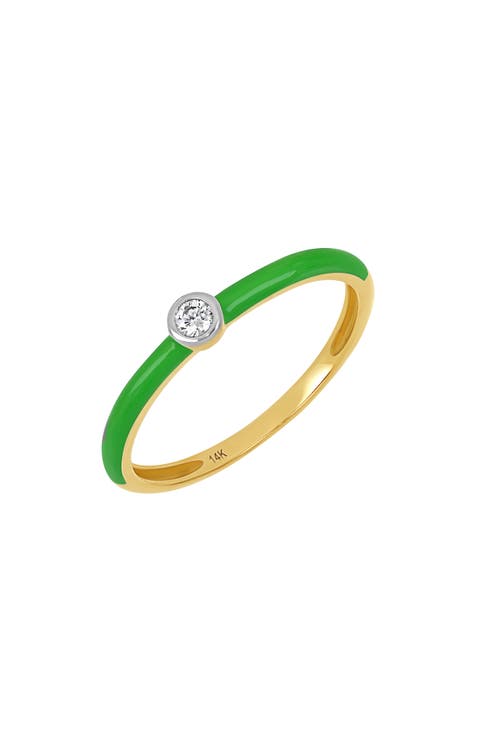 Diamond Green Enamel Stackable Ring (Nordstrom Exclusive)