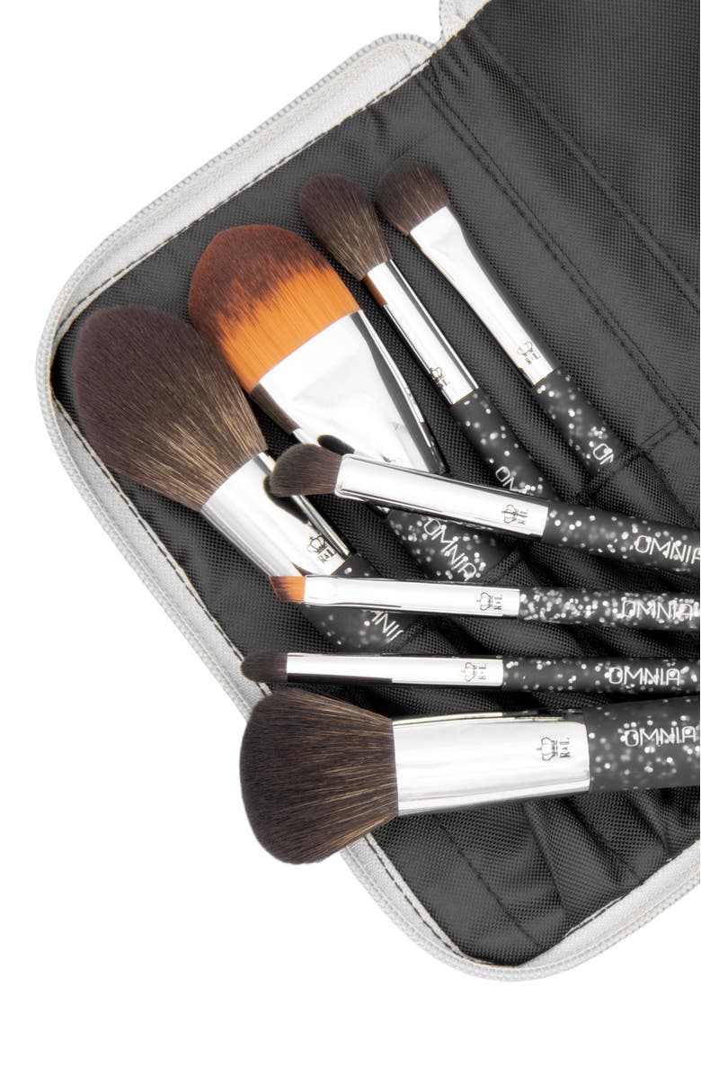 OMNIA Brush Pro Glitter Travel 8pc Makeup Brush Set, Alternate, color, Black