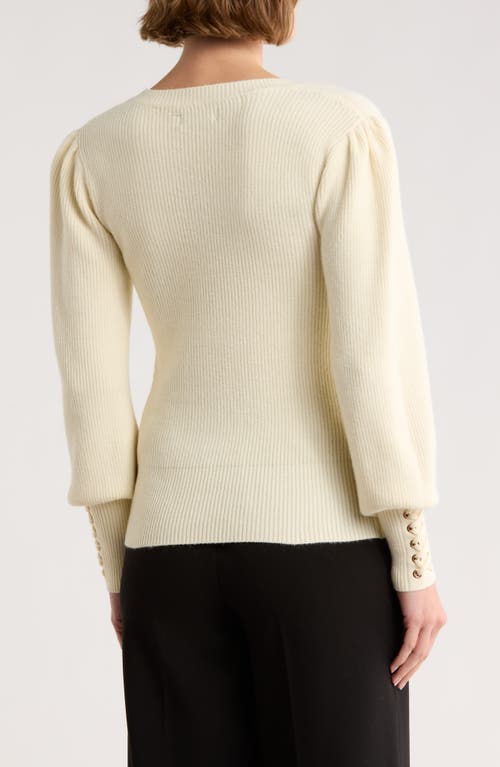 Love Token Whipstitch Sleeve Sweater In White