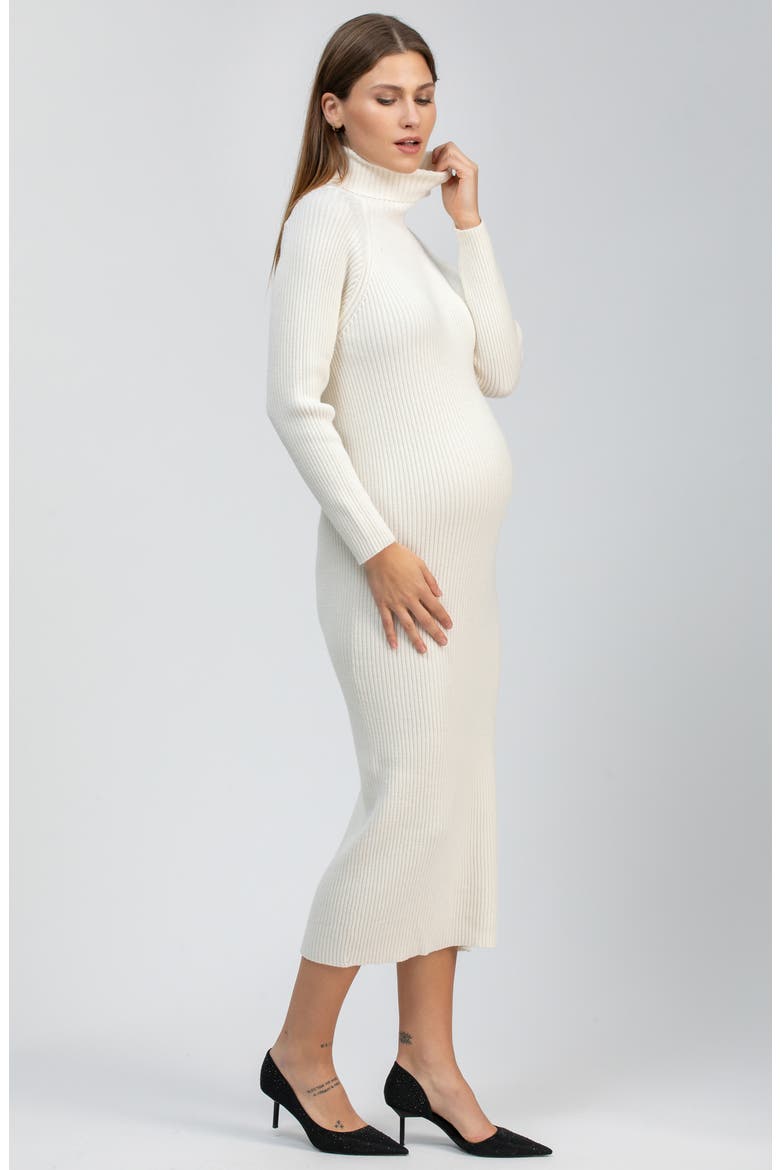 Giorgia Rib Long Sleeve Midi Sweater Dress, Alternate, color, CREAM WHITE