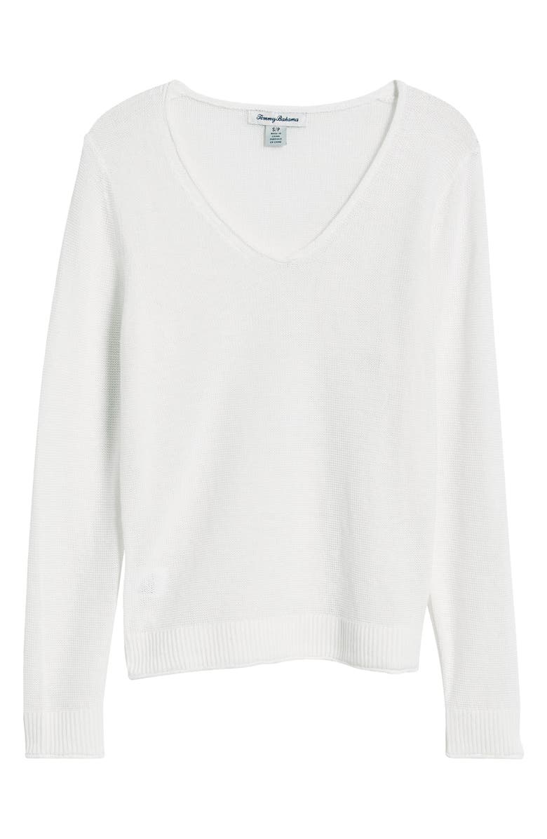 Tommy Bahama Cedar V-Neck Linen Sweater, Alternate, color, White