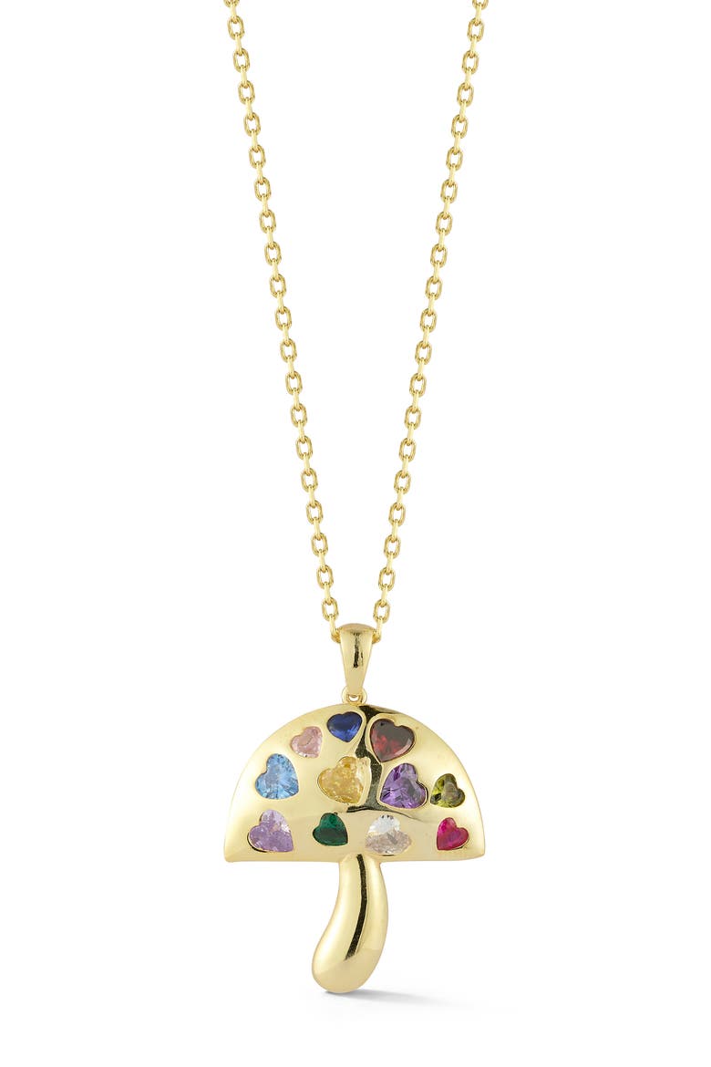 Mushroom Pendant Necklace, Main, color, GOLD