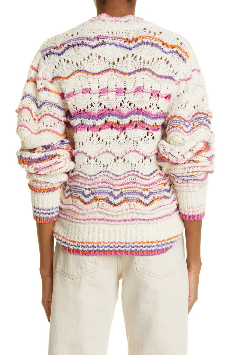 Isabel Marant Étoile Ambre Stripe Pointelle Stitch Cotton Blend Sweater, Alternate, color, 