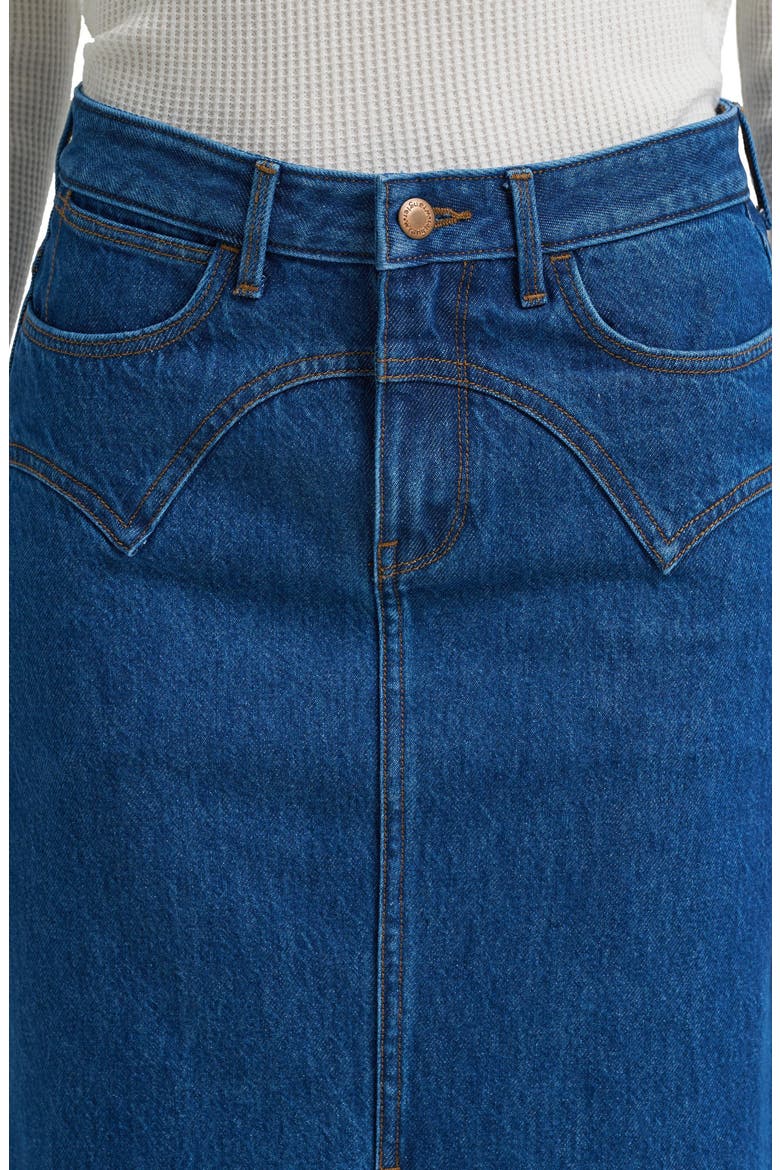 Western Seam Midi Jeans Skirt, Alternate, color, ALISON