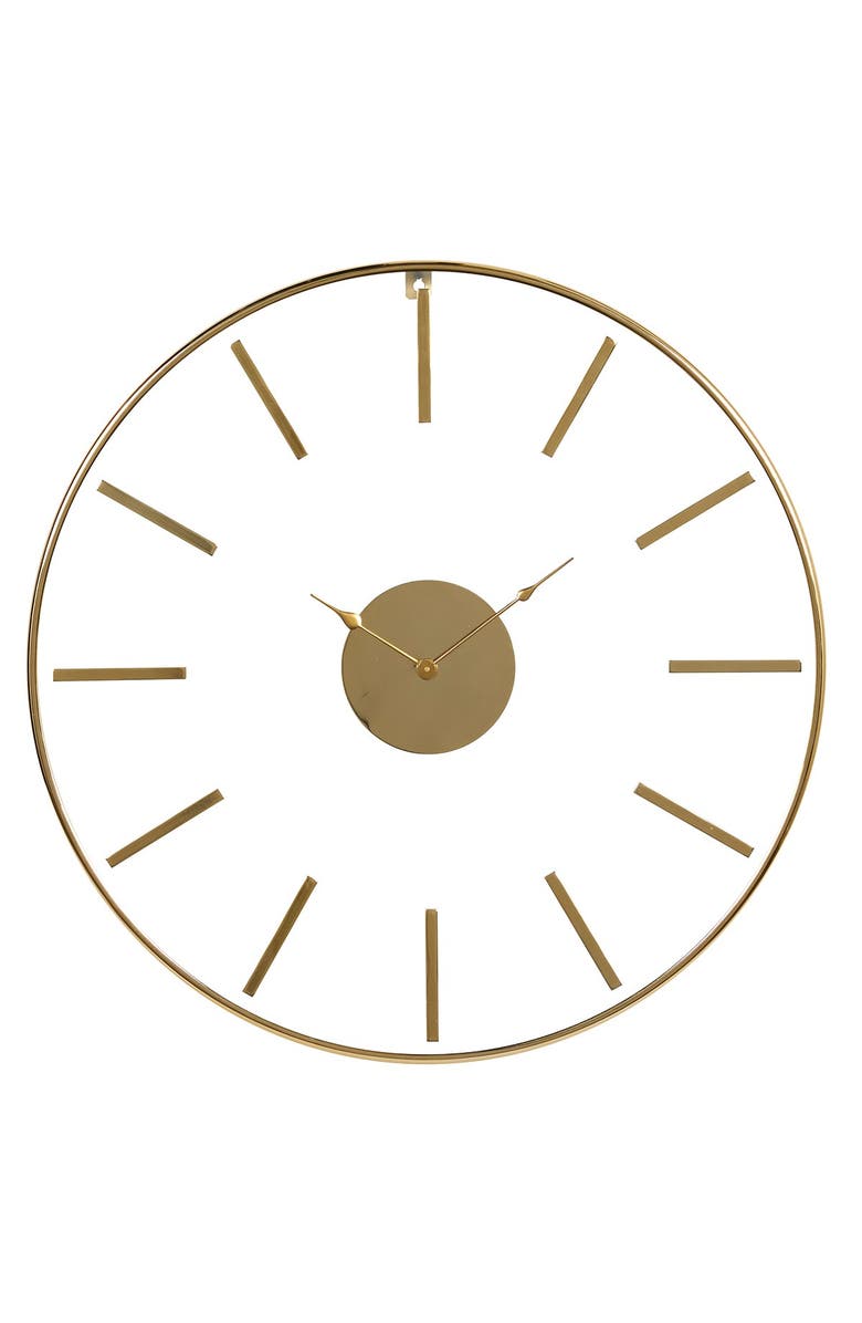 WILLOW ROW Large Round Gold Stainless Steel Modern Wall Clock - 30" x 30", Alternate, color, 